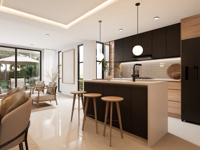 Cocina con materiales nobles