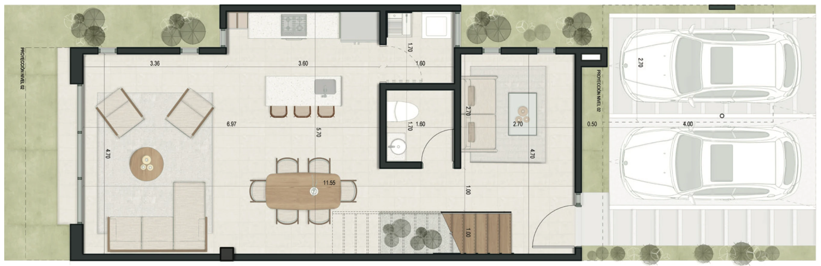 Plano del primer piso de Garden Houses