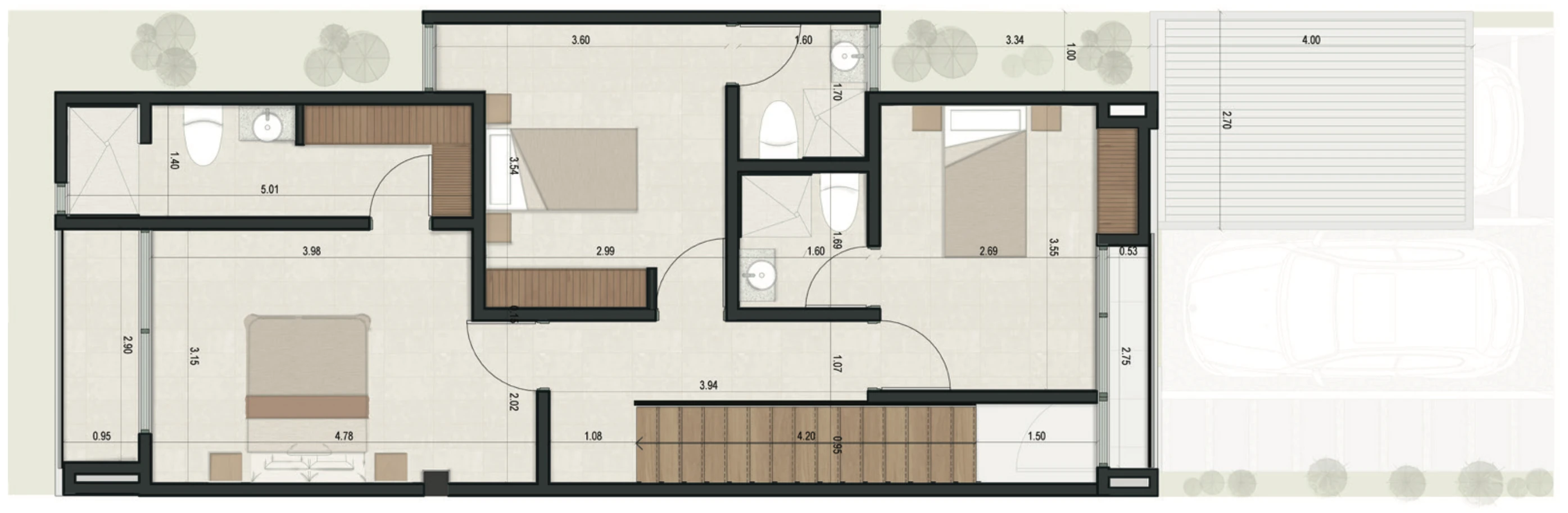 Plano del segundo piso de Garden Houses