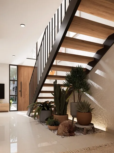 Jardín privado de Garden Houses con puerta abierta y vegetación